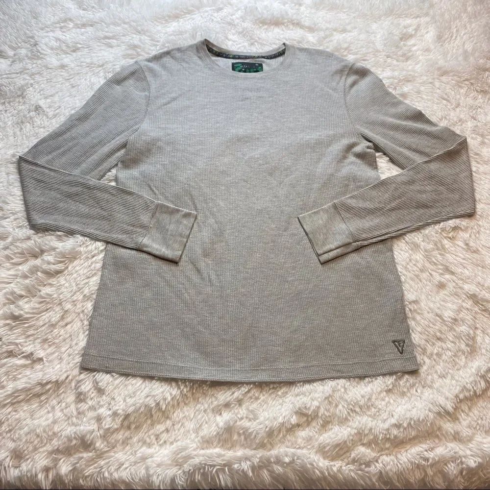 Vurt Gray Waffle Knit Thermal Crew Neck Shirt Size XL